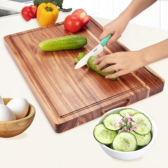 20 Inch Large Acacia Wood Cutting Board 1.5" Thick, Reversible Wooden Cutting - Image 5