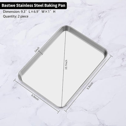 Baking Sheets 2 Pieces, Bastwe Stainless Steel Baking Pan Tray Cookie Sheet - Image 5