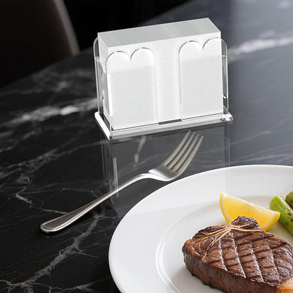 LUGUNU Acrylic Cocktail Napkin Holder-Clear Scalloped Napkin Dispenser - Image 6