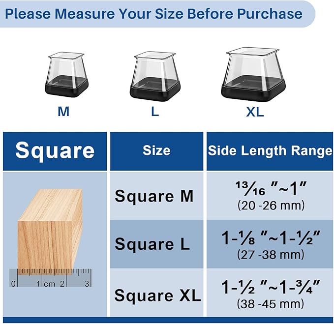 28 Pcs Chair Leg Sliders for Carpet, Square Chair Leg Floor Protectors Glides - Image 3