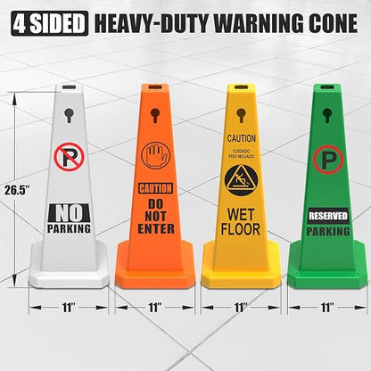 Plastic Traffic Cones, 4-Sided Message Cones, Road Safety Parking Cones - Image 4