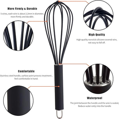 GorGin high temperature and easy to clean silicone whisk, 10 inch, grip good - Image 2