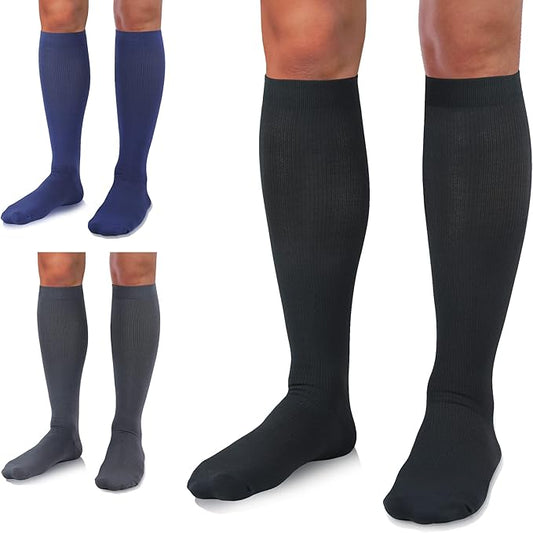 Medical Compression Socks for Women and Men 3 Pairs 20-30 mmHg Knee High Christmas Compression Stockings Circulation Best for Running Athletic Nurses