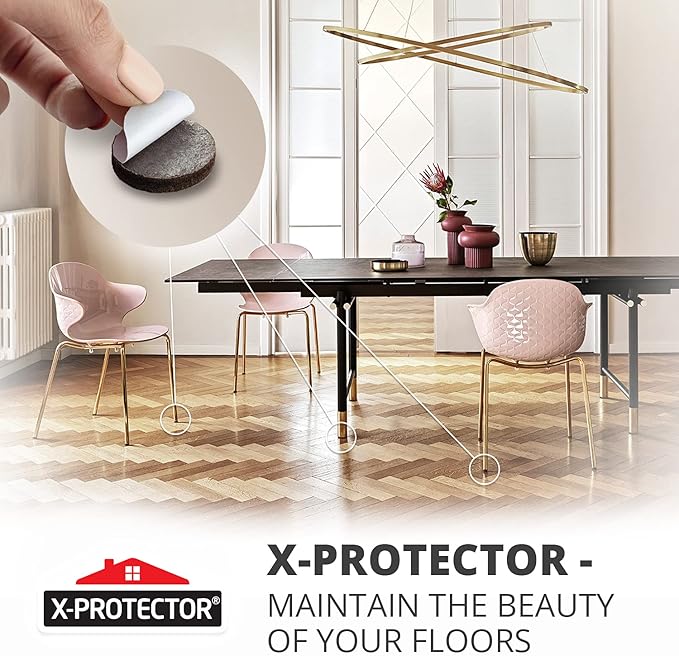 24 Heavy-Duty Felt Furniture Pads 1” 1/4” Thick X-Protector! Round Felt Pads for Furniture Feet - The Best Felt Floor Protectors for Furniture to Prevent Scratches. Protect Your Hard Floor! (Brown)