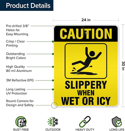 Caution Slippery When Wet Sign or ICY Sign, Indoor/Outdoor Use, USA MADE By My - Image 6