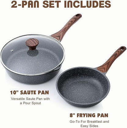 SENSARTE Nonstick Frying Pan Skillets, Swiss Granite Coating Omelette Pans - Image 3