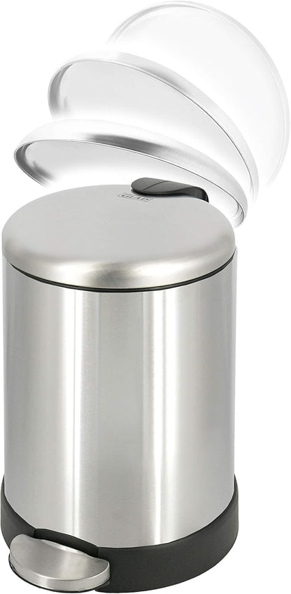 Glad Small Trash Can, 1.2 Gallon | Round Stainless Steel Garbage Bin - Image 3