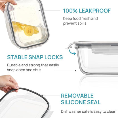 Vtopmart 2Pack 2260ml/ 76.4oz Large Glass Storage Containers - Image 6