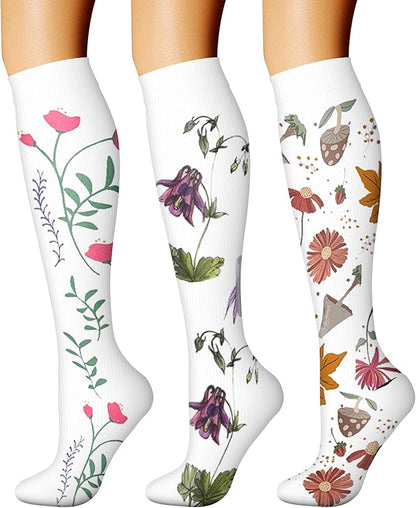 CHARMKING Compression Socks for Women & Men Circulation (3 Pairs) 15-20 mmHg is Best Support for Athletic Running Cycling