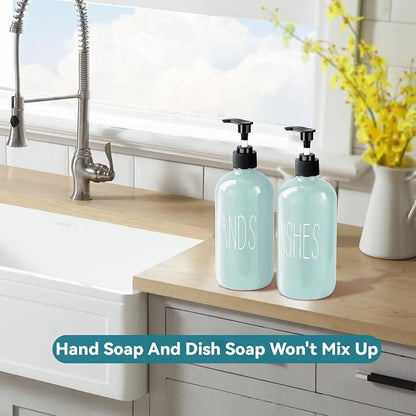 COHOSEGE Glass Soap Dispenser Set 2 Pack, 16 Oz Dish Soap Dispenser - Image 5