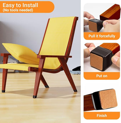 32Pcs Black Square Chair Leg Floor Protectors, Felt Furniture Pads - Image 5
