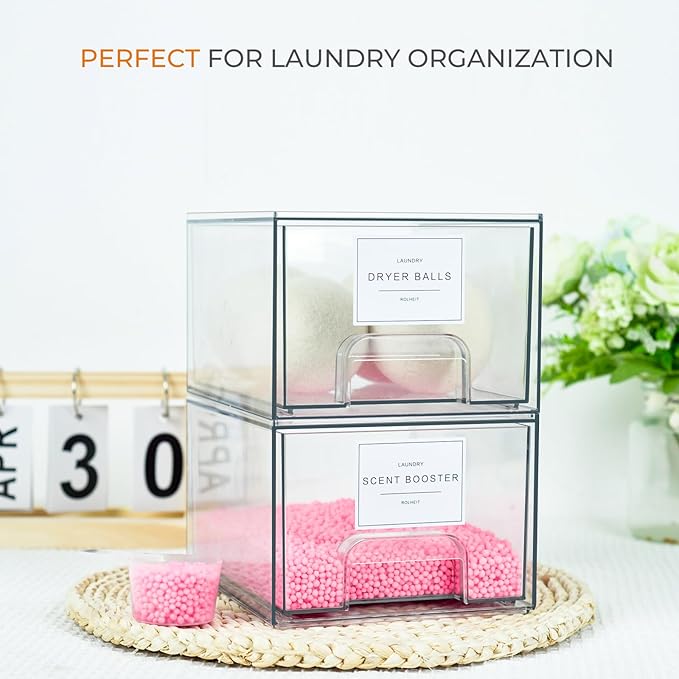 2 Pack Laundry Room Organization Storage Drawers - Image 2