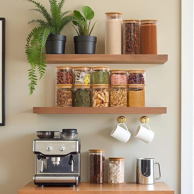 ComSaf 0.6 Qt Glass Food Storage Jars Set of 9, Pantry Organization Jar - Image 5
