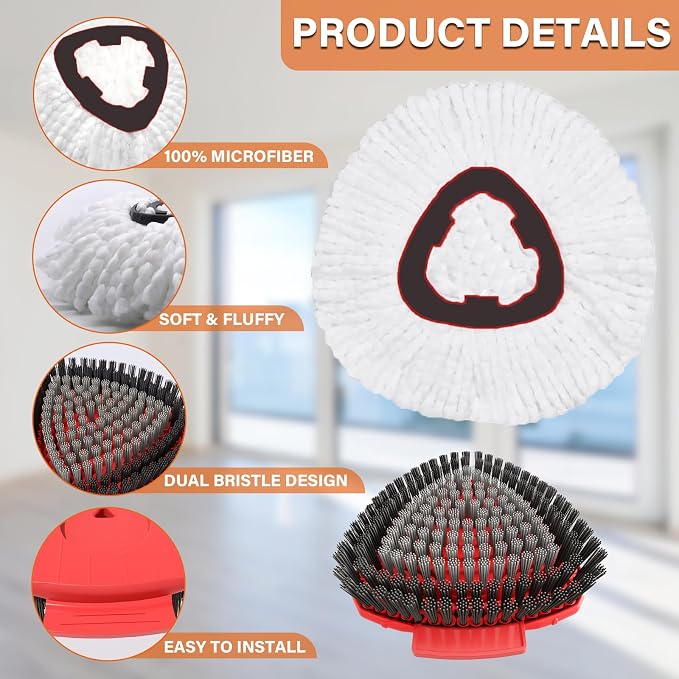 Spin Mop Head Replacement for O Cedar EasyWring 1-Tank System, 2 Mop Replace - Image 3