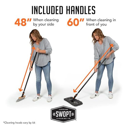 SWOPT 24” Microfiber Dust Mop, Angle Broom + 48” & 60" Steel Handles, Combo — - Image 8