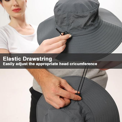 Rosoz Sun Hat for Men Women Boonie Bucket Hat Wide Brim Breathable Cooling Fishing Hats Safari Beach Garden UV Protection