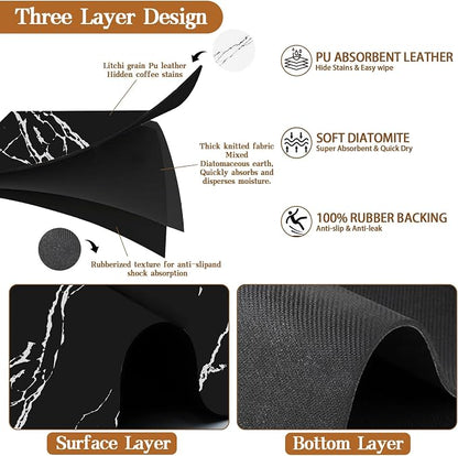 Absorbent Coffee Mat, Hide Stain Rubber Backed Absorbent Dish Drying Mat - Image 4