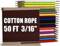 PerkHomy 500lb Cotton Rope 3/16" (5mm) 50 ft Multi Purpose Utility Diamond Braided Cord, Natural Cotton for Clothes Line Camping Crafting Flag Pole, Dark Brown
