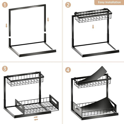 VUSIGN Under Sink Organizers Storage, 2 Tier Under Cabinet Organizer Shelf - Image 6