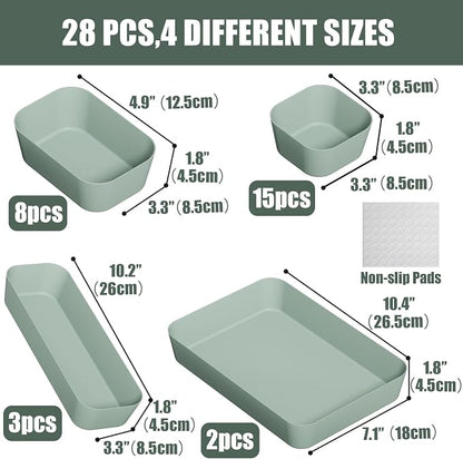 28 pcs Desk Drawer Organizer Tray, Stackable Organizer Containers - Image 2