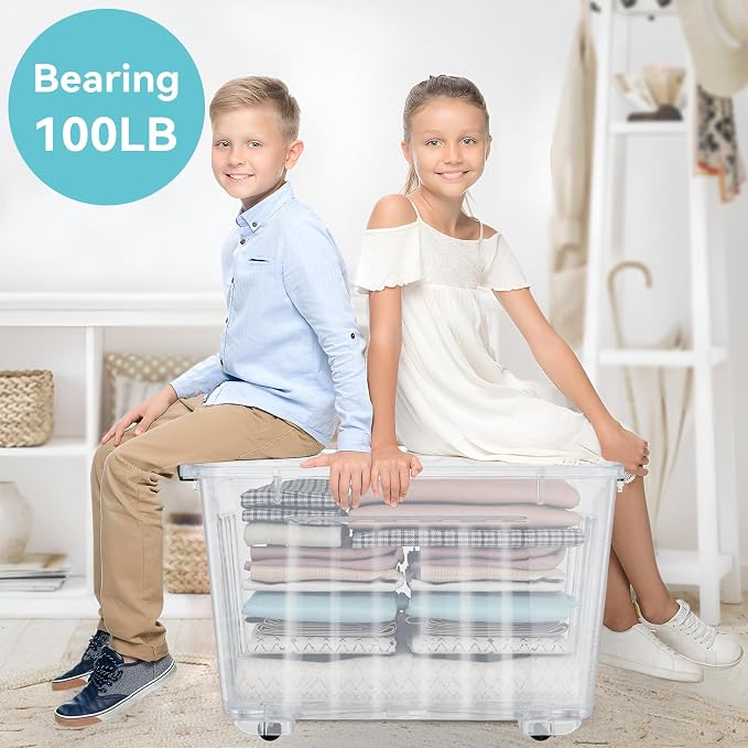 Nazhura 72 Quart Plastic Storage Bin, Stackable and Nestable Storage Boxes - Image 7