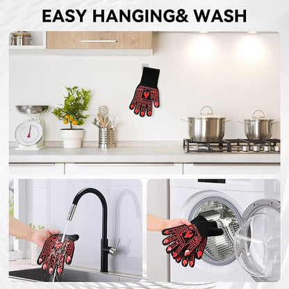 BBQ & Grill Gloves, Oven Gloves, 1472°F Silicone Oven Mitts Heat Resistant - Image 8