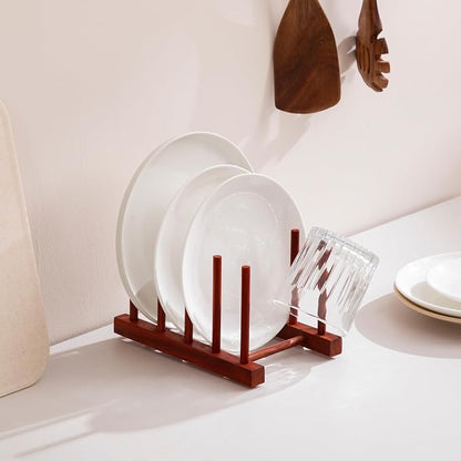 HBlife 4pcs Rosewood Wooden Dish Drying Rack - Image 3