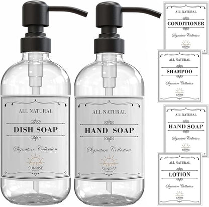 Sunrise Premium 2 Pack Clear Glass Soap Dispenser 16 OZ - Image 7