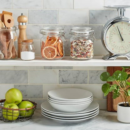 4 Glass Food Storage Jars with Airtight Lids + Chalkboard & Marker, Kitchen - Image 4