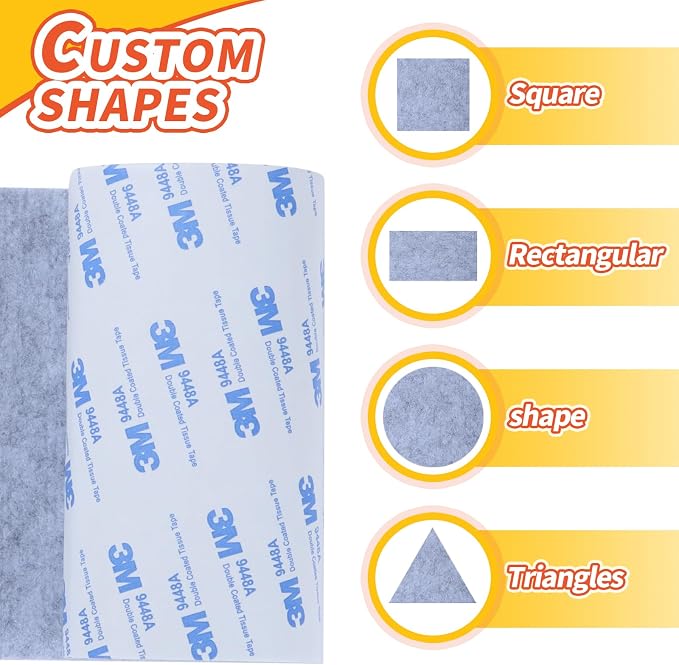 Felt Furniture Pads, Non Slip Self Adhesive Cuttable Felt Tape Gray Heavy Duty - Image 3