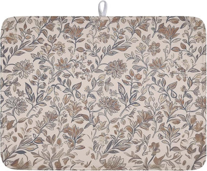 Vintage Floral Dish Drying Mat for Kitchen Counter Brown Antique Flower by Unknown