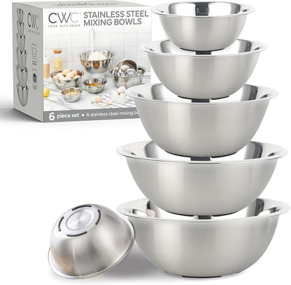 COOK WITH COLOR Stainless Steel Mixing Bowls Set by CookwithColor