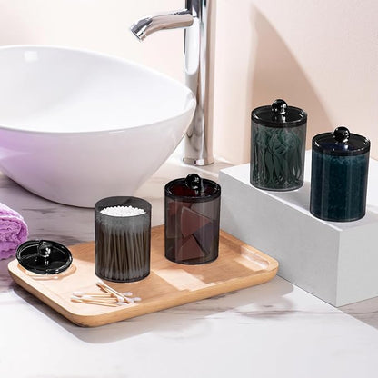 XIPENGKEJI 4 Pack Qtip Holder, Canister Apothecary Jar Set, Bathroom Jars - Image 5