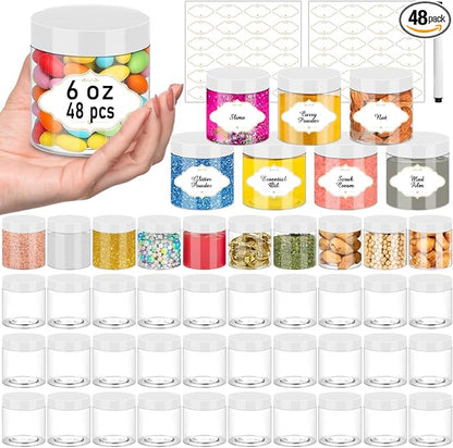 Plastic Jars 6 OZ, Home Kitchen Food, Arts Crafts by PeacePeo