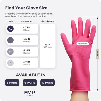 FMP Brands 3/6/12/60 Pairs Cleaning Gloves, Waterproof Rubber Gloves - Image 7