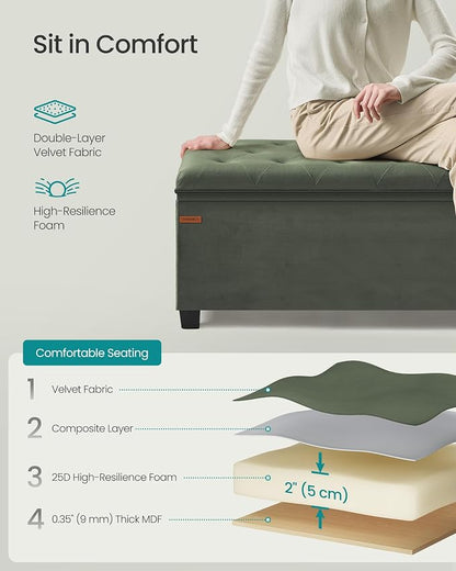 SONGMICS Velvet Storage Ottoman Bench, Foot Rest - Image 5