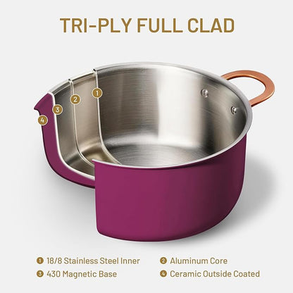 CAROTE 8QT Full Clad Tri Ply Stainless Steel Stock Pot - Image 3