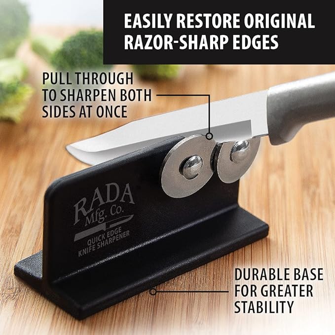 Rada Cutlery Quick Edge Knife Sharpener, 3.5" x 2", Stainless Steel Wheels - Image 4