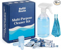 Multi-surface Cleaner Kit, Bathroom Cleaner Spray Tablets & Spray Bottle All Purpose Cleaner, 12 Tablets Multipurpose Cleaner Refills with Reusable Glass Bottle, Plant Based - Ocean Breeze