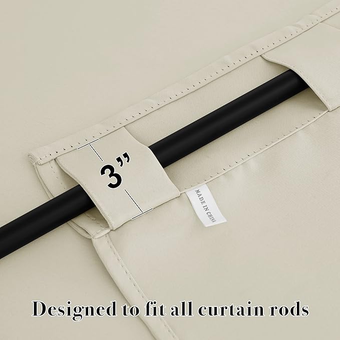 RYB HOME Curtains for Living Room - Blackout Curtains Sunlight Block Privacy for Dining Bedroom Bay Window Shades, W 42 x L 72, Beige, 1 Pair