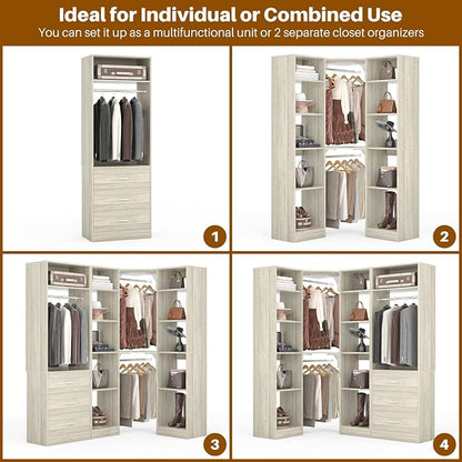 Corner Closet System with 3 Drawers, Corner Closet Organizer System with 13 - Image 6