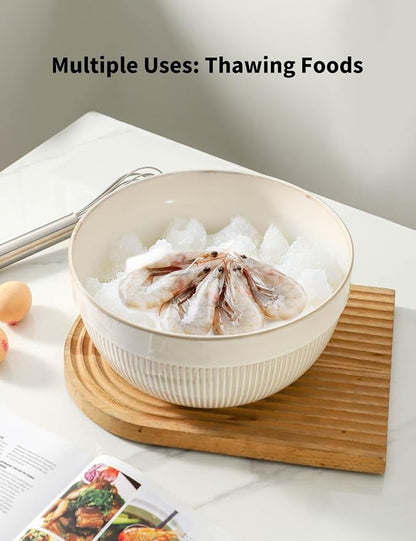 Large Ceramic Mixing Bowls, Glazed White Kitchen Bowl, Dough Kneading, - Image 6