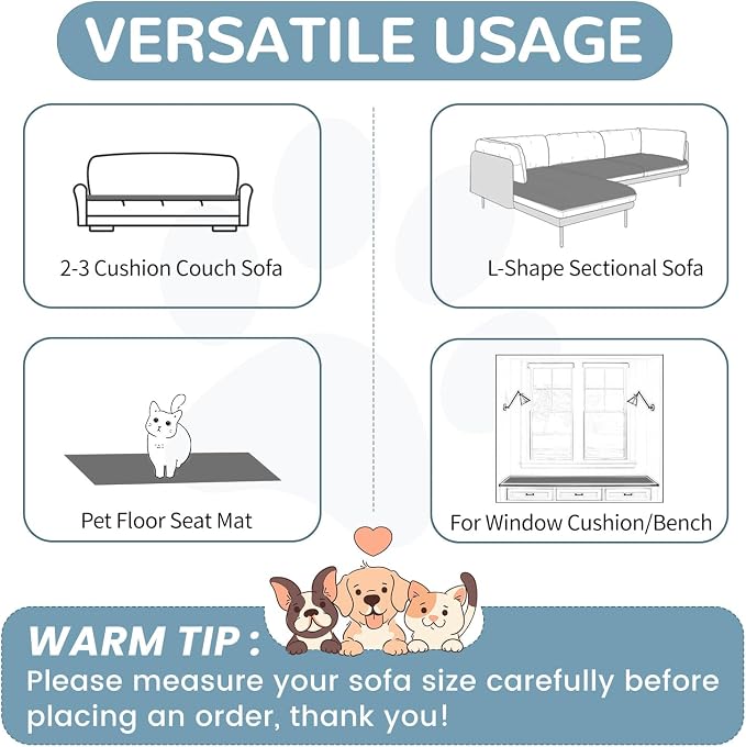 OTOB Couch Cover for Dogs Washable, Non Slip Plush Fuzzy Sofa Covers for 3 - Image 6