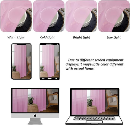 Chyhomenyc Light Pink Sheer Curtains 84 Inch Length 2 Panels, Light Filtering - Image 4