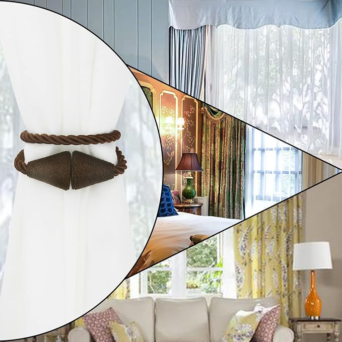 6 Pack Magnetic Curtain Tiebacks Rope Modern Handmade Curtain Tie Backs - Image 6