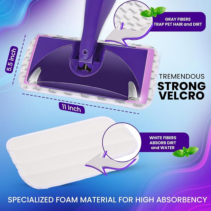 3pcs of Universal 11-inch Velcro Type Reusable Floor Mop Pads Compatible - Image 5