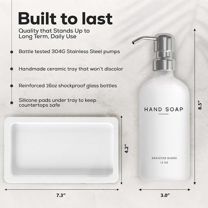 White Glass Soap and Lotion Dispenser Set by Brighter Barns - Image 3