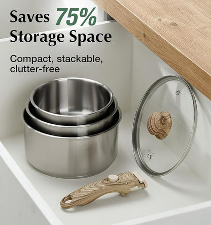 KOCH SYSTEME CS Stainless Steel Saucepan Set 1.5QT & 2QT & 3QT, Stainless Steel - Image 4