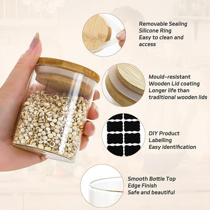 12 Packs Round Spice Jars with Label, 8oz Stackable Airtight Food Storage - Image 3