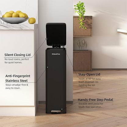 Soft-Close Trash Can with lid，8 Gallon/30L Anti-Fingerprint Stainless Steel - Image 4